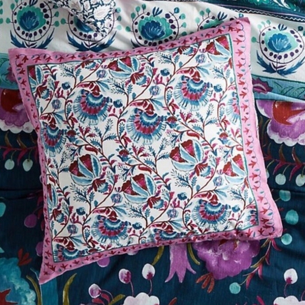 (2) Anthropologie Meze floral euro pillow shams